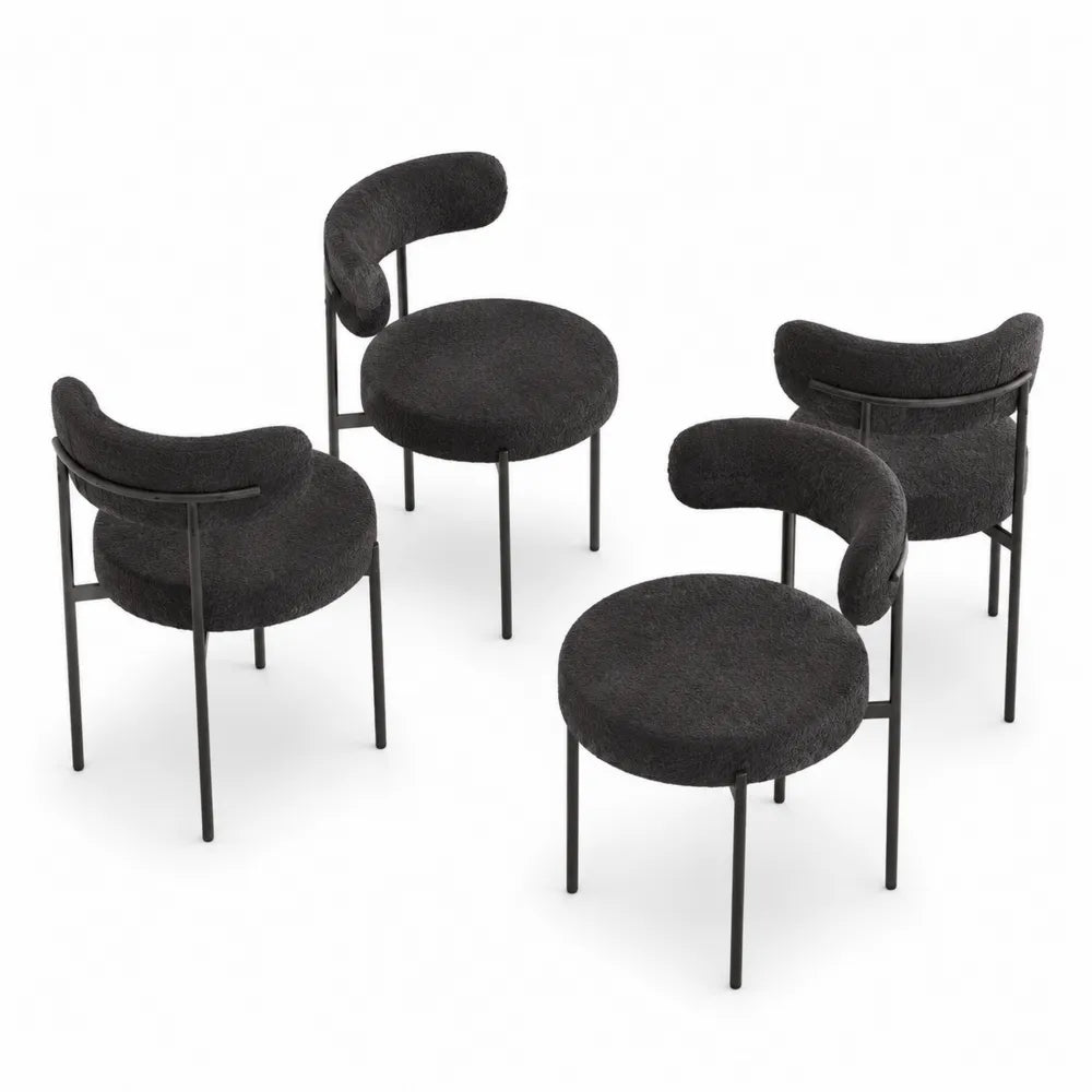 Runde Metall-Esszimmerst¨¹hle mit Polyesterbezug, 4er Set,