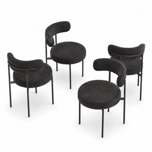 Runde Metall-Esszimmerst¨¹hle mit Polyesterbezug, 4er Set,